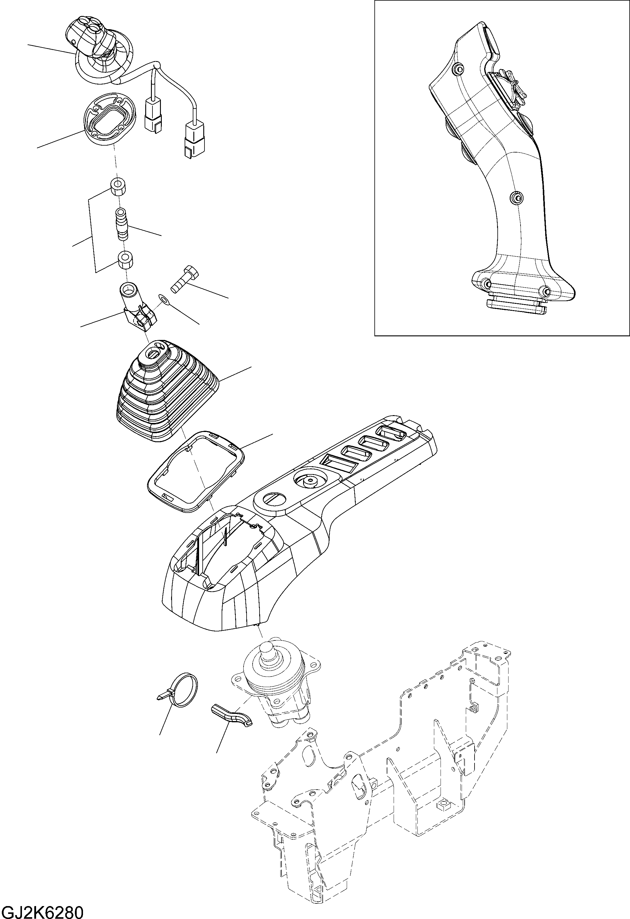 Excavators Komatsu / PW200-7E0 S/N H55051-UP(pw2007e0) / P.P.C. VALVE LEVER (R.H.) (EXECUTION 1) (#H55051-.)(K0-78A : K1520-01A0)