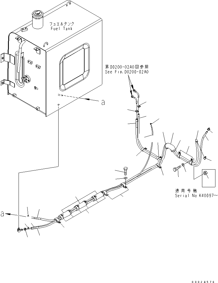 Excavators Komatsu / PW220-7K-KA S/N K40001-UP(pw220-0u) / FUEL LINES(090020 : D0200-01A0)