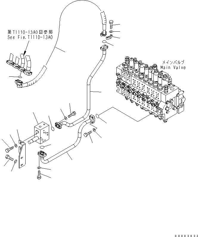 Excavators Komatsu / PW220-7K-KA S/N K40001-UP(pw220-0u) / ARM PIPING (REVOLVING FRAME SIDE) (FOR 1-PIECE BOOM) (KA SPEC.)(180190 : H1220-11A0)