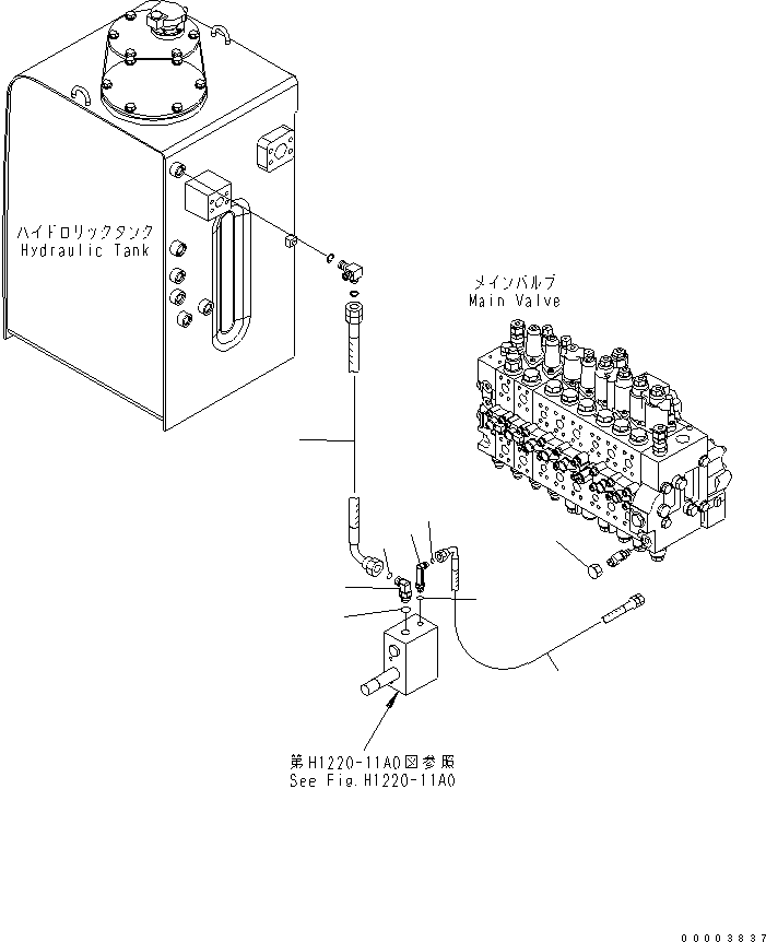 Excavators Komatsu / PW220-7K-KA S/N K40001-UP(pw220-0u) / ANTI DRIFT PREVENTIVE PIPING (FOR ARM) (FOR 1-PIECE BOOM) (KA SPEC.)(180220 : H1250-02A2)