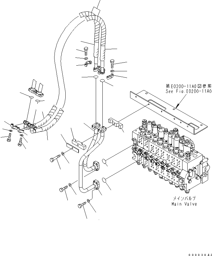 Excavators Komatsu / PW220-7K-KA S/N K40001-UP(pw220-0u) / 2ND ATTACHMENT LINE (REVOLVING FRAME SIDE) (FOR 1-PIECE B00M)(180260 : H1272-01A2)