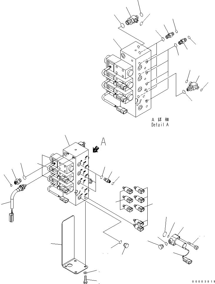 Excavators Komatsu / PW220-7K-KA S/N K40001-UP(pw220-0u) / PPC VALVE BLOCK AND CONNECTING PARTS (KA SPEC.)(#K40001-..)(180370 : H1833-01A1)