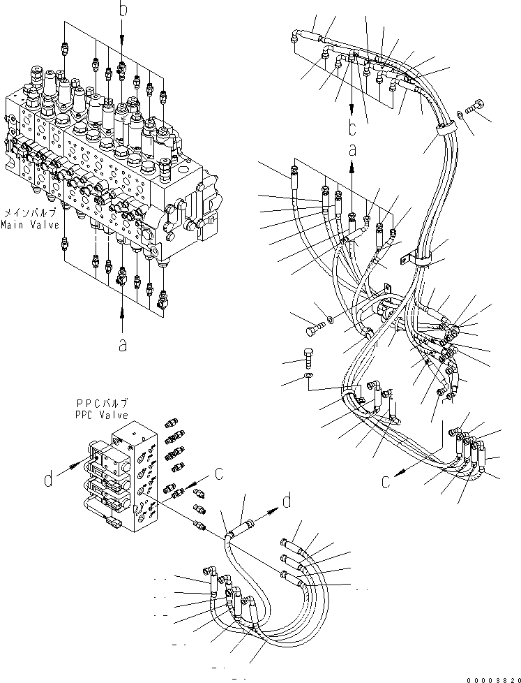 Excavators Komatsu / PW220-7K-KA S/N K40001-UP(pw220-0u) / PPC MANIFOLD PIPING (KA SPEC.)(#K40001-..)(180380 : H1833-02A1)