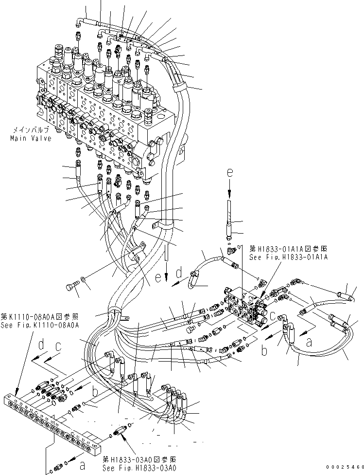 Excavators Komatsu / PW220-7K-KA S/N K40001-UP(pw220-0u) / PPC MANIFOLD PIPING (KA SPEC.)(#..-)(180382 : H1833-02A1A)