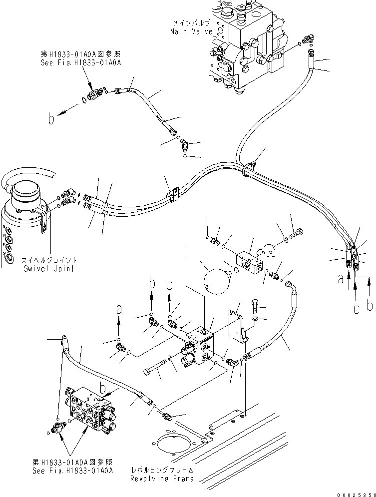 Excavators Komatsu / PW220-7K-KA S/N K40001-UP(pw220-0u) / PPC MANIFOLD PIPING (CLUTCH SOLENOID VALVE)(#K40062-)(180386 : H1833-04A0)