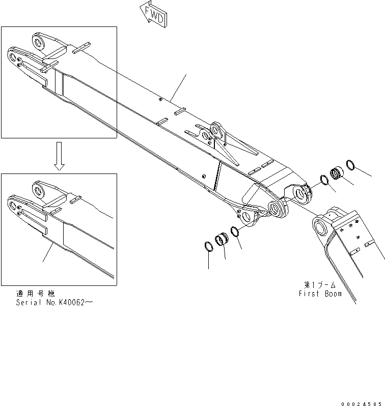 Excavators Komatsu / PW220-7K-KA S/N K40001-UP(pw220-0u) / 2-PIECE BOOM (2ND BOOM)(390020 : T1110-02A0)