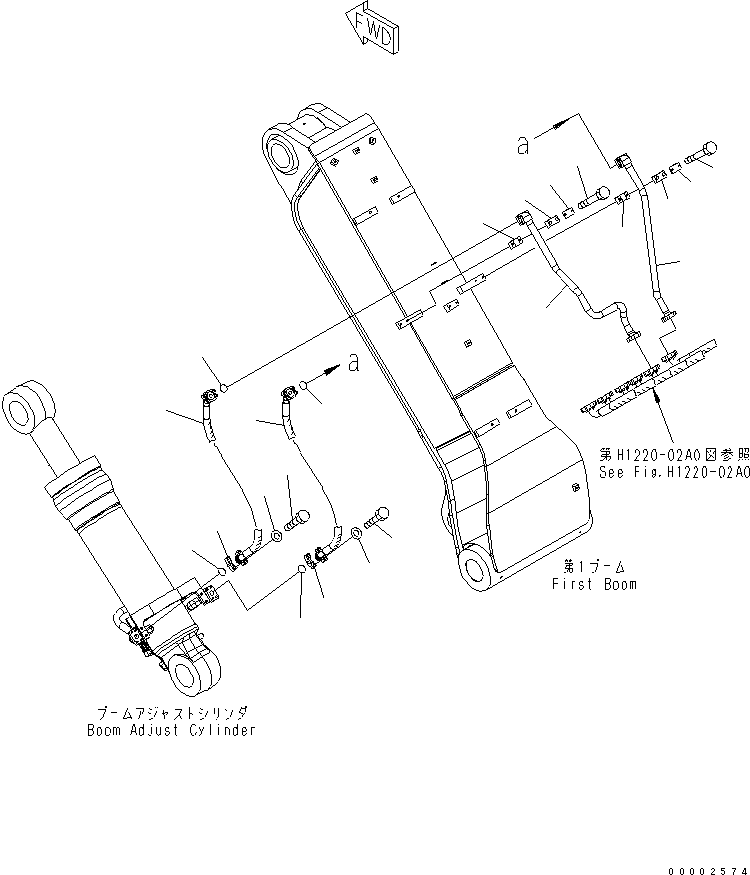 Excavators Komatsu / PW220-7K-KA S/N K40001-UP(pw220-0u) / 2-PIECE BOOM (BOOM ADJUST CYLINDER LINE)(390060 : T1110-06A0)