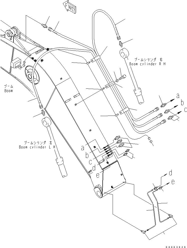 Excavators Komatsu / PW220-7K-KA S/N K40001-UP(pw220-0u) / 1-PIECE BOOM (LUBRICATION PIPING)(390120 : T1110-15A0)