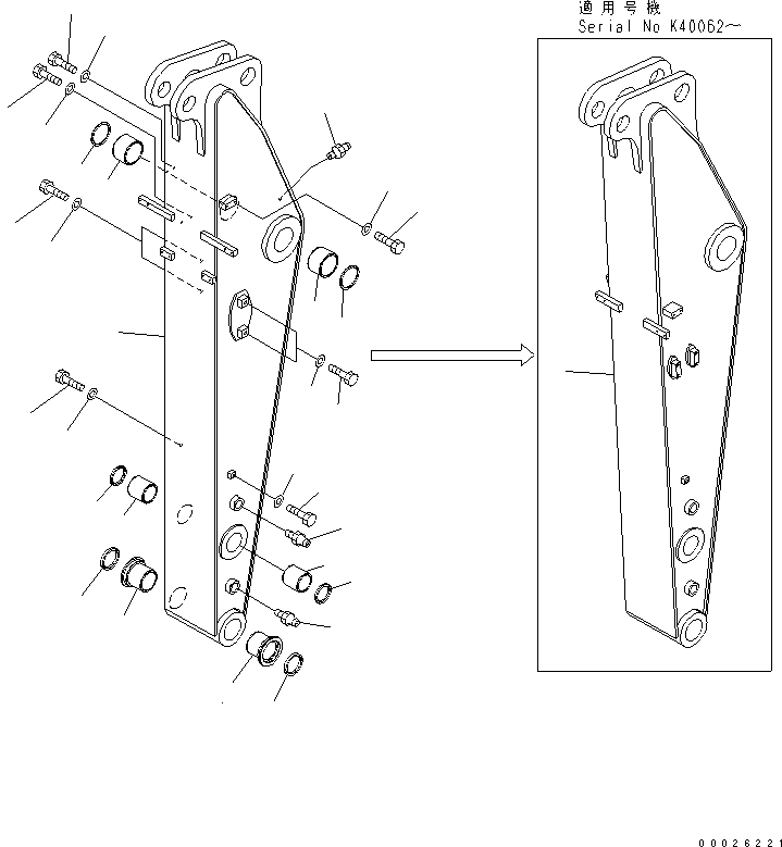 Excavators Komatsu / PW220-7K-KA S/N K40001-UP(pw220-0u) / ARM (1.8M)(390310 : T1200-01A0)