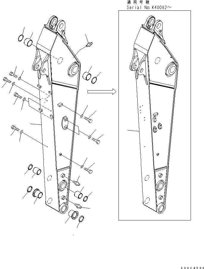 Excavators Komatsu / PW220-7K-KA S/N K40001-UP(pw220-0u) / ARM (2.4M)(390320 : T1200-01A1)