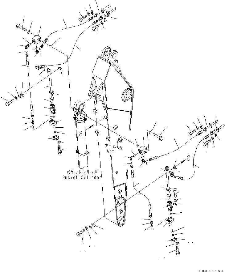 Excavators Komatsu / PW220-7K-KA S/N K40001-UP(pw220-0u) / ARM (2.4M) (CLAMSHELL LINES)(#K40001-K40061)(390360 : T1200-04A1)