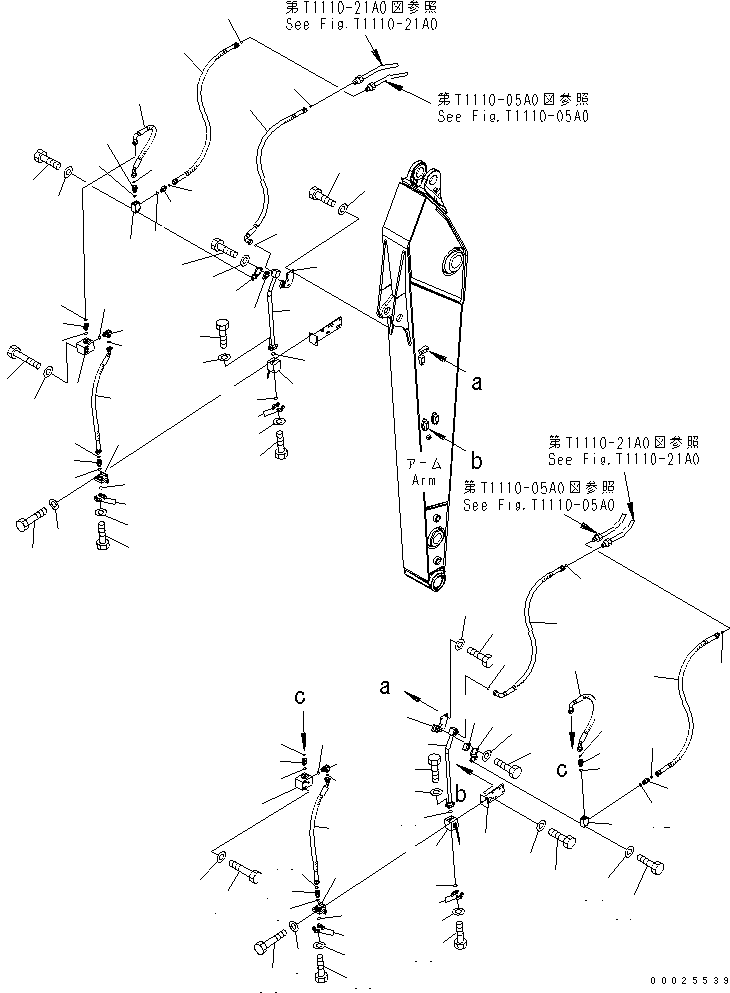 Excavators Komatsu / PW220-7K-KA S/N K40001-UP(pw220-0u) / ARM (2.9M) (CLAMSHELL LINES)(#K40062-)(390375 : T1200-04A2A)