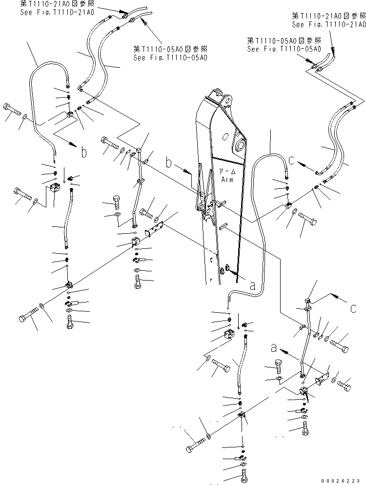 Excavators Komatsu / PW220-7K-KA S/N K40001-UP(pw220-0u) / ARM (3.5M) (CLAMSHELL LINES)(#K40062-)(390385 : T1200-04A3A)