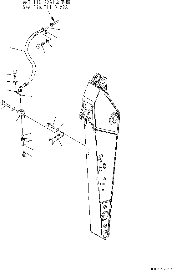 Excavators Komatsu / PW220-7K-KA S/N K40001-UP(pw220-0u) / ARM (2.4M) (BREAKER LINES)(#K40062-)(390405 : T1200-05A1A)