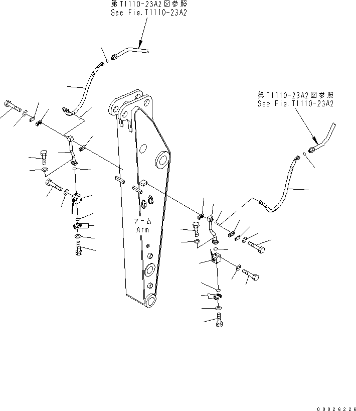Excavators Komatsu / PW220-7K-KA S/N K40001-UP(pw220-0u) / ARM (1.8M) (2 ATTACHMENT LINES)(#K40062-)(390435 : T1200-06A0A)