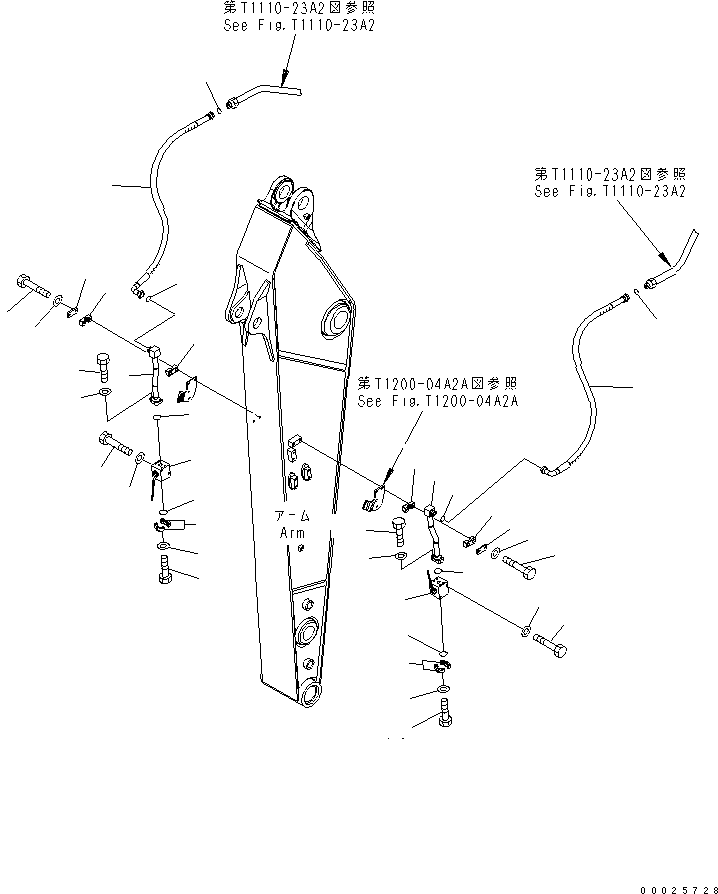 Excavators Komatsu / PW220-7K-KA S/N K40001-UP(pw220-0u) / ARM (2.4M) (2 ATTACHIMENT LINES)(#K40062-)(390445 : T1200-06A1A)