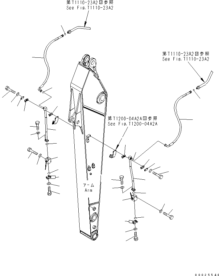 Excavators Komatsu / PW220-7K-KA S/N K40001-UP(pw220-0u) / ARM (2.9M) (2 ATTACHIMENT LINES)(#K40062-)(390455 : T1200-06A2A)