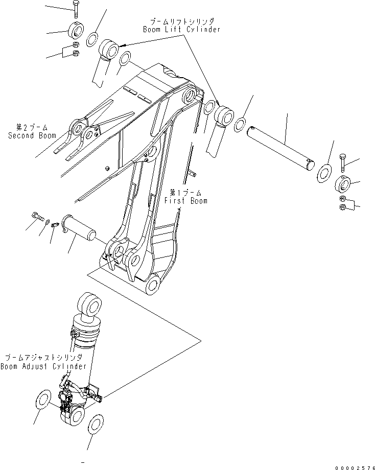 Excavators Komatsu / PW220-7K-KA S/N K40001-UP(pw220-0u) / 1ST BOOM PIN (FOR 2-PIECE BOOM)(390510 : T2110-01A0)