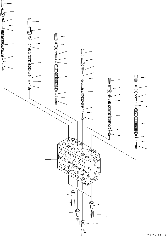 Excavators Komatsu / PW220-7K-KA S/N K40001-UP(pw220-0u) / MAIN VALVE (8-SPOOL) (1/20) (FOR 1-PIECE BOOM)(540700 : Y1664-21A0)