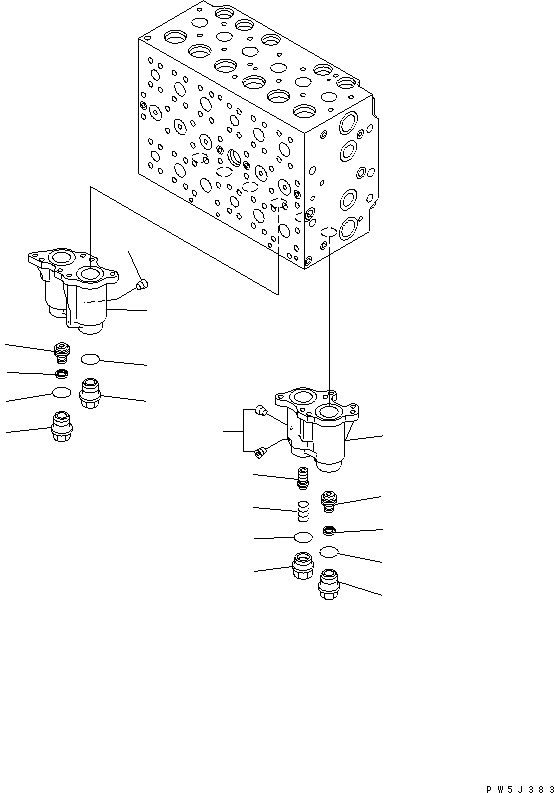 Excavators Komatsu / PW220-7K-KA S/N K40001-UP(pw220-0u) / MAIN VALVE (8-SPOOL) (2/20) (FOR 2-PIECE BOOM)(540510 : Y1664-02A0)