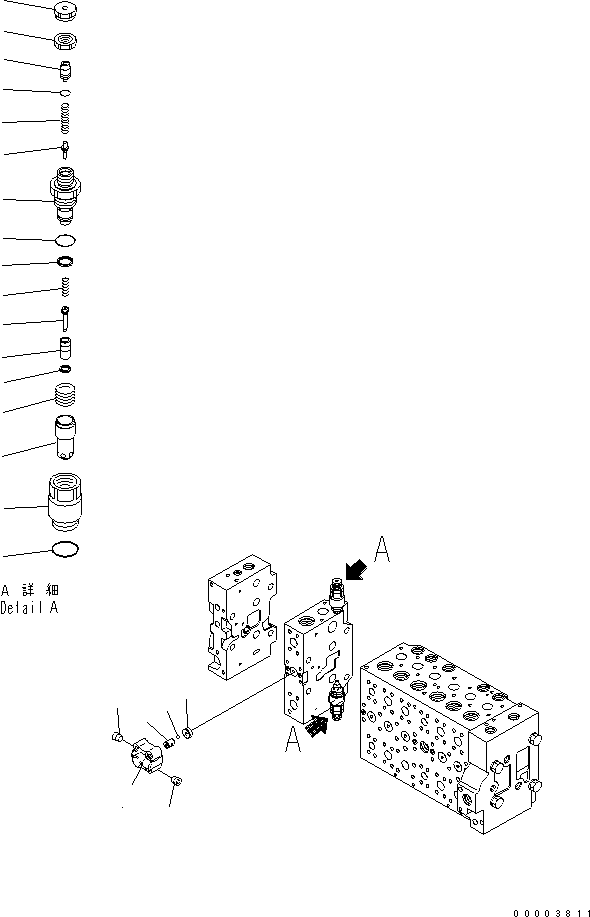 Excavators Komatsu / PW220-7K-KA S/N K40001-UP(pw220-0u) / MAIN VALVE (7-SPOOL) (18/18) (FOR 1-PIECE BOOM)(540490 : Y1662-18A0)