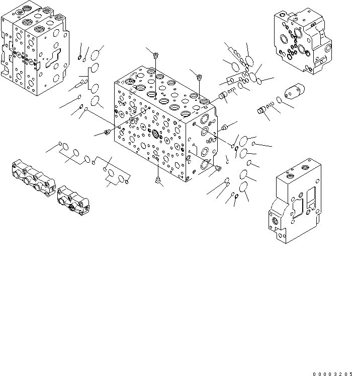 Excavators Komatsu / PW220-7K-KA S/N K40001-UP(pw220-0u) / MAIN VALVE (8-SPOOL) (5/20) (FOR 2-PIECE BOOM)(540540 : Y1664-05A0)