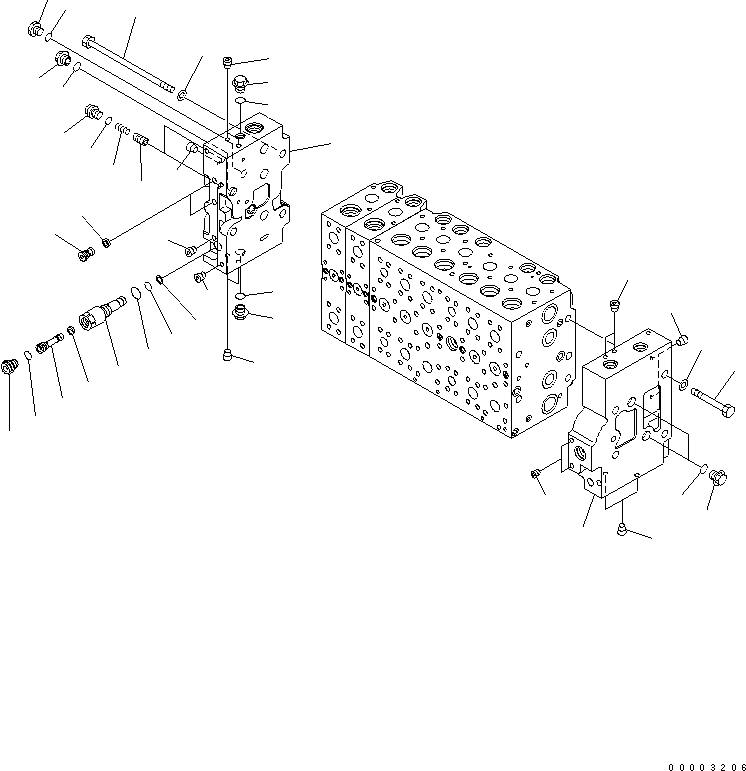 Excavators Komatsu / PW220-7K-KA S/N K40001-UP(pw220-0u) / MAIN VALVE (8-SPOOL) (7/20) (FOR 1-PIECE BOOM)(540760 : Y1664-27A0)