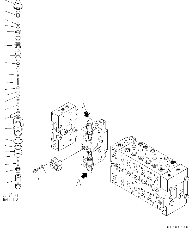 Excavators Komatsu / PW220-7K-KA S/N K40001-UP(pw220-0u) / MAIN VALVE (8-SPOOL) (19/20) (FOR 2-PIECE BOOM)(540680 : Y1664-19A0)
