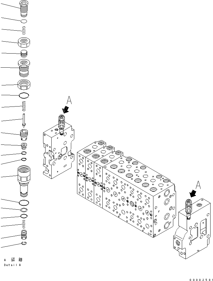 Excavators Komatsu / PW220-7K-KA S/N K40001-UP(pw220-0u) / MAIN VALVE (9-SPOOL) (9/22) (FOR 2-PIECE BOOM)(540980 : Y1666-09A0)