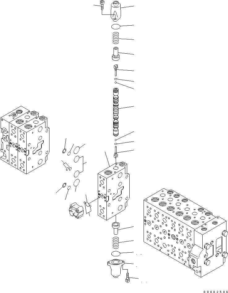 Excavators Komatsu / PW220-7K-KA S/N K40001-UP(pw220-0u) / MAIN VALVE (9-SPOOL) (16/22) (FOR 2-PIECE BOOM)(541050 : Y1666-16A0)