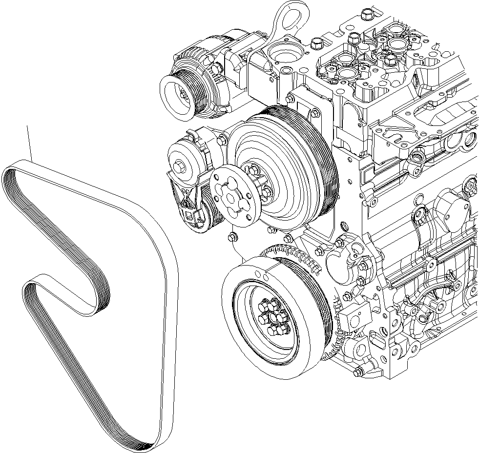 Komatsu parts book diagram for PW220-7E0 S/N H65051-UP: COOLING FAN BELT (FOR 60A ALTERNATOR)