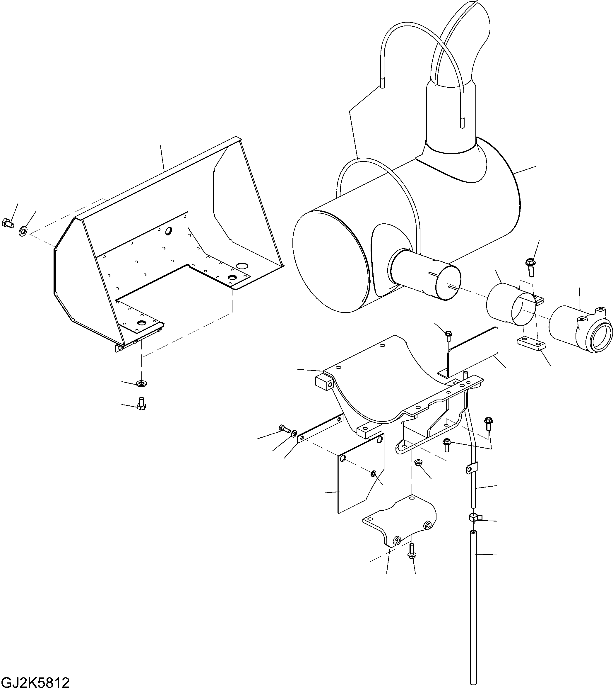 Komatsu parts book diagram for PW220-7E0 S/N H65051-UP: MUFFLER