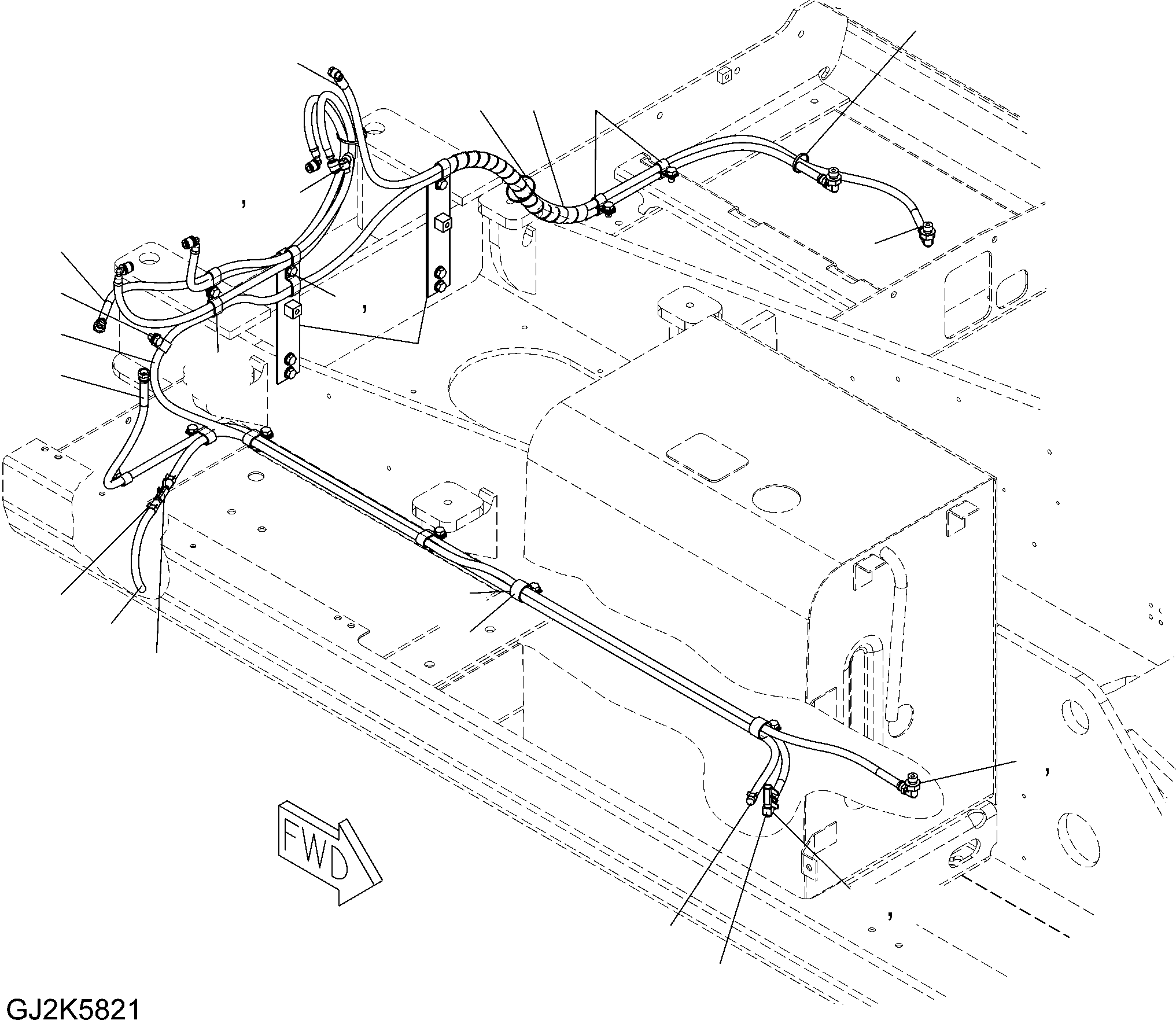 Komatsu parts book diagram for PW220-7E0 S/N H65051-UP: FUEL LINES (HOSES)