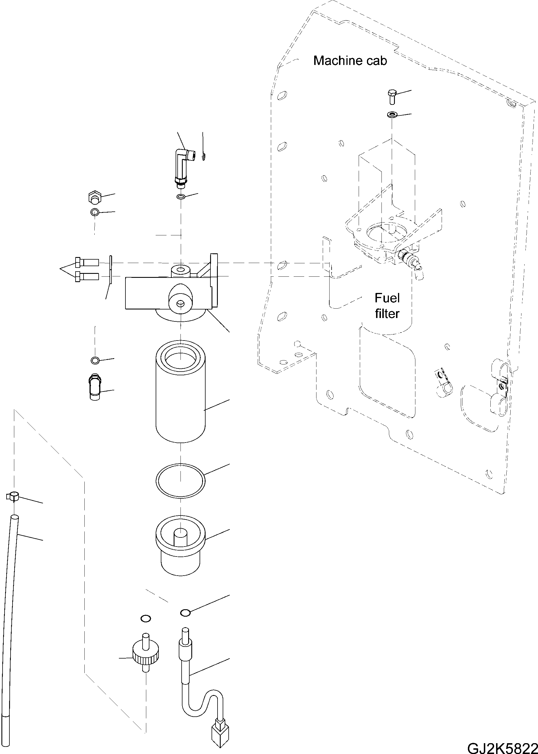 Komatsu parts book diagram for PW220-7E0 S/N H65051-UP: FUEL LINES (WATER SEPARATOR)
