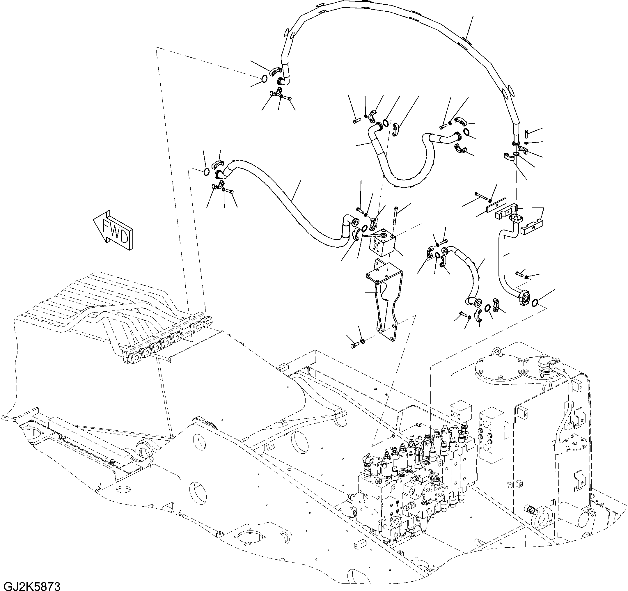 Komatsu parts book diagram for PW220-7E0 S/N H65051-UP: ATTACHMENT LINE - REVOLVING FRAME (TWO-PIECE BOOM)