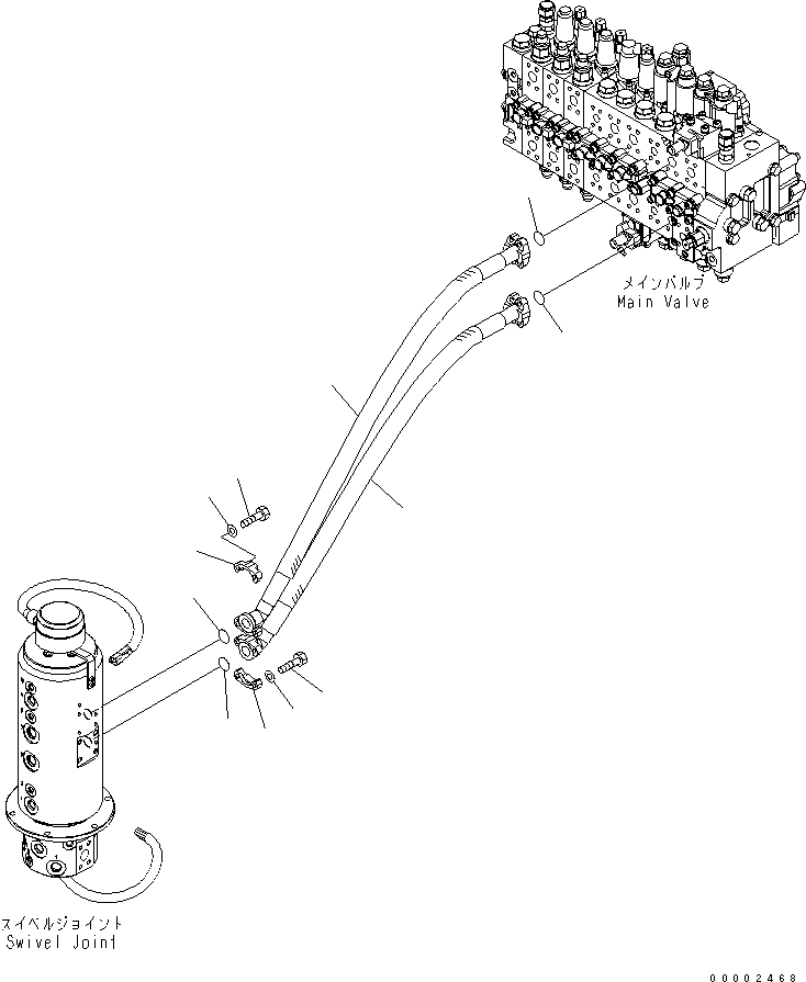 Komatsu parts book diagram for PW220-7E0 S/N H65051-UP: TRAVEL LINE (UPPER)