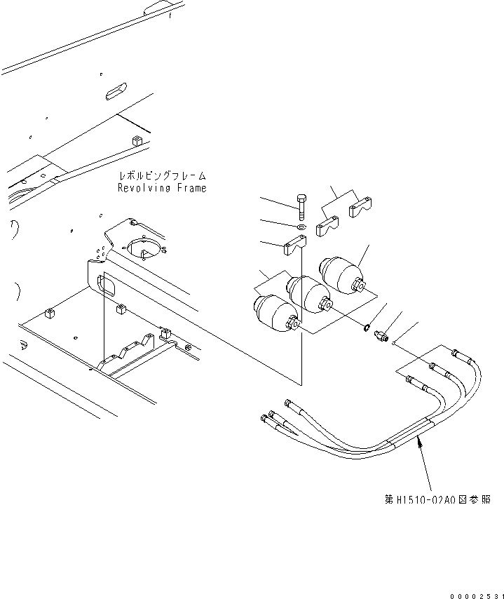 Komatsu parts book diagram for PW220-7E0 S/N H65051-UP: UPPER BRAKE LINE (BRAKE ACCUMULATOR)