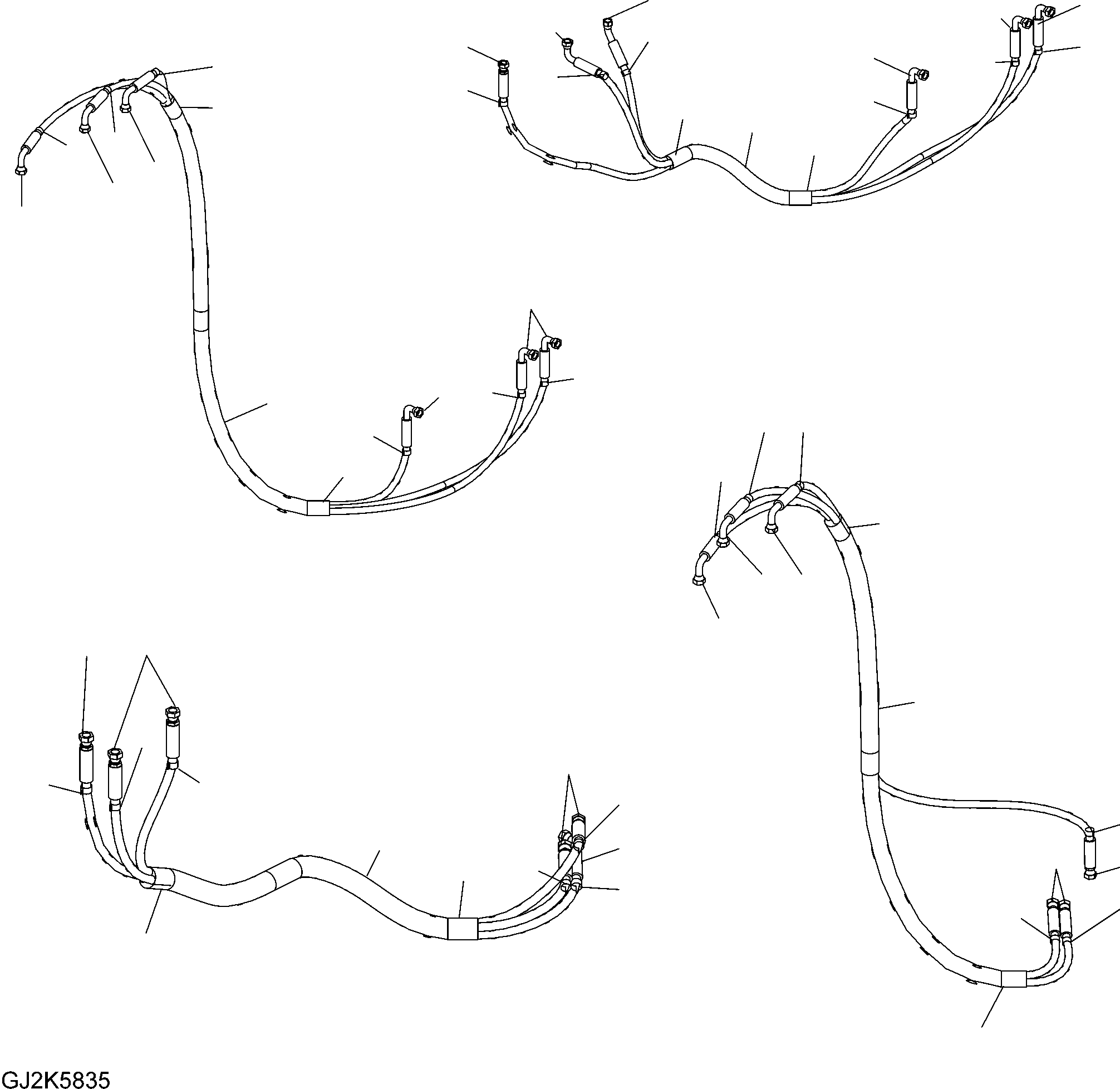 Komatsu parts book diagram for PW220-7E0 S/N H65051-UP: PPC PIPING HOSES (INNER PARTS)