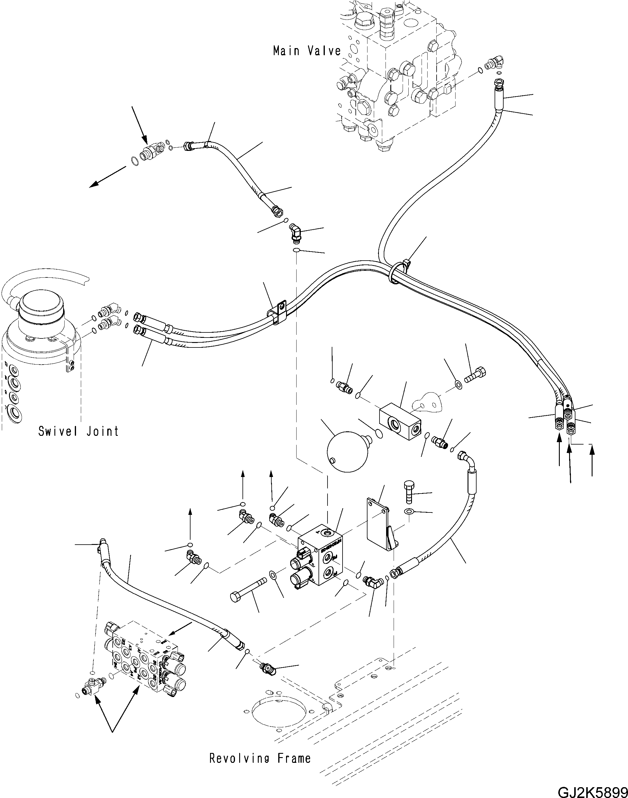 Komatsu parts book diagram for PW220-7E0 S/N H65051-UP: PPC MANIFOLD PIPING (CLUTCH SOLENOID VALVE) (H65051 - H65096)