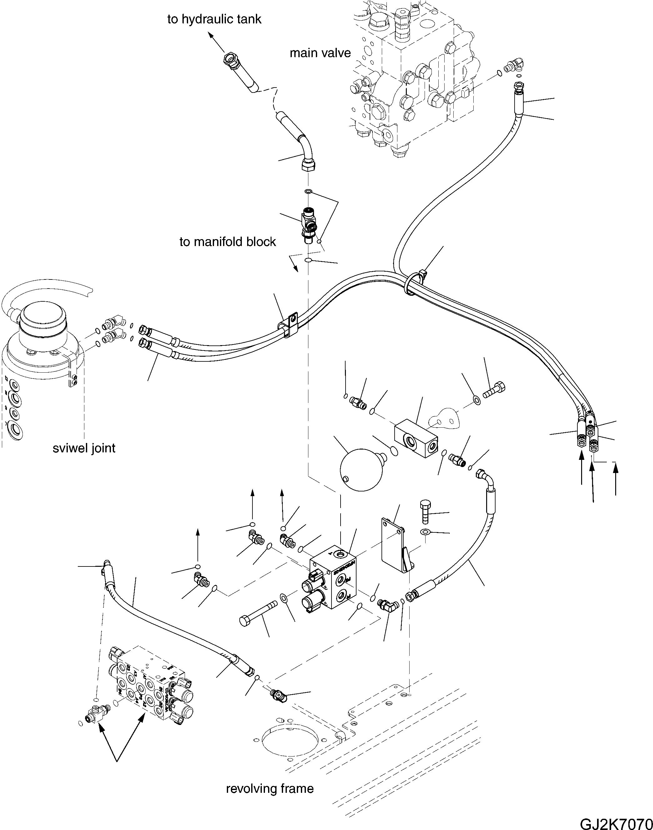 Komatsu parts book diagram for PW220-7E0 S/N H65051-UP: PPC MANIFOLD PIPING (CLUTCH SOLENOID VALVE) (H65097 AND UP)