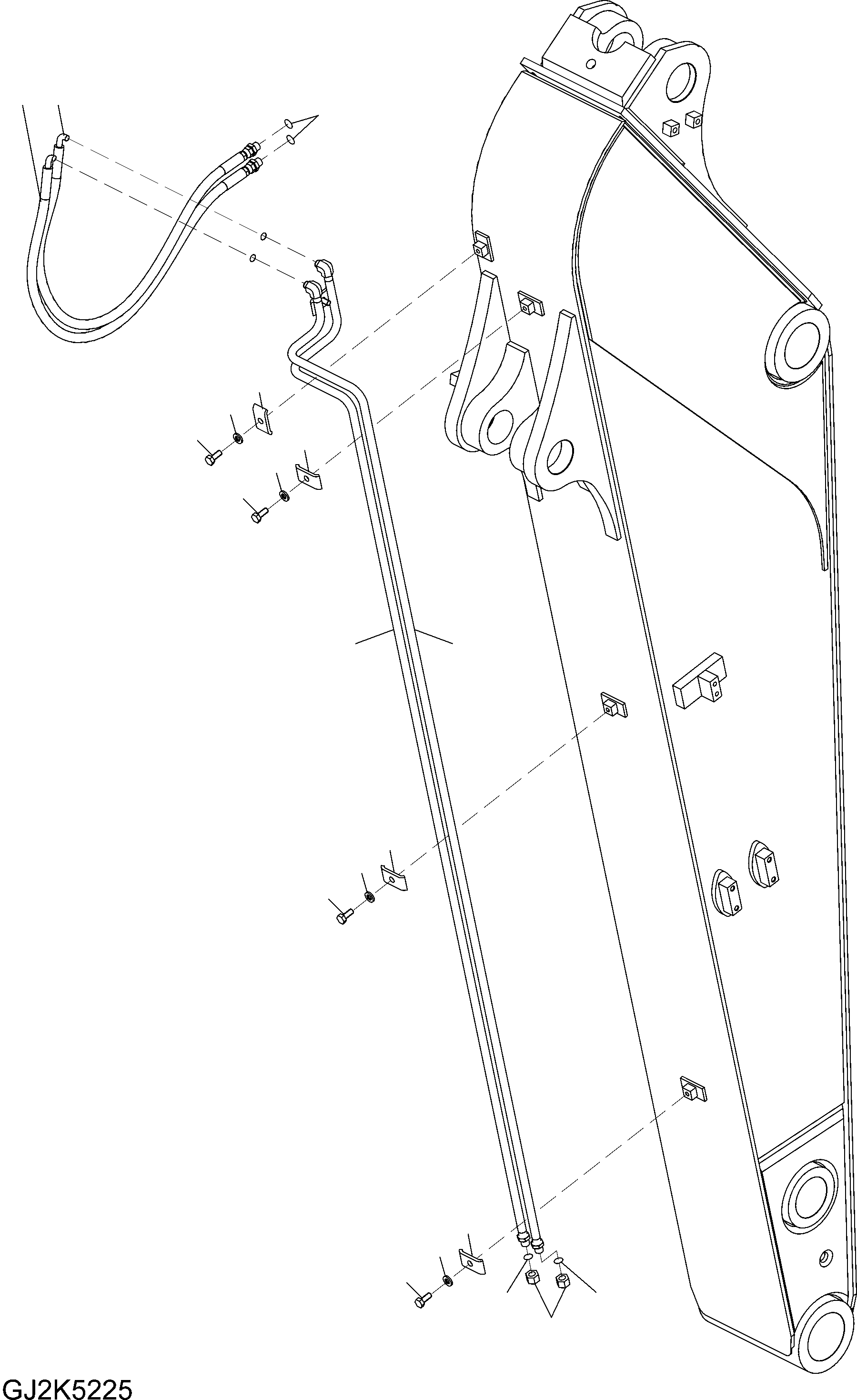 Komatsu parts book diagram for PW220-7E0 S/N H65051-UP: QUICK COUPLER PIPING (ARM) (2.9M)