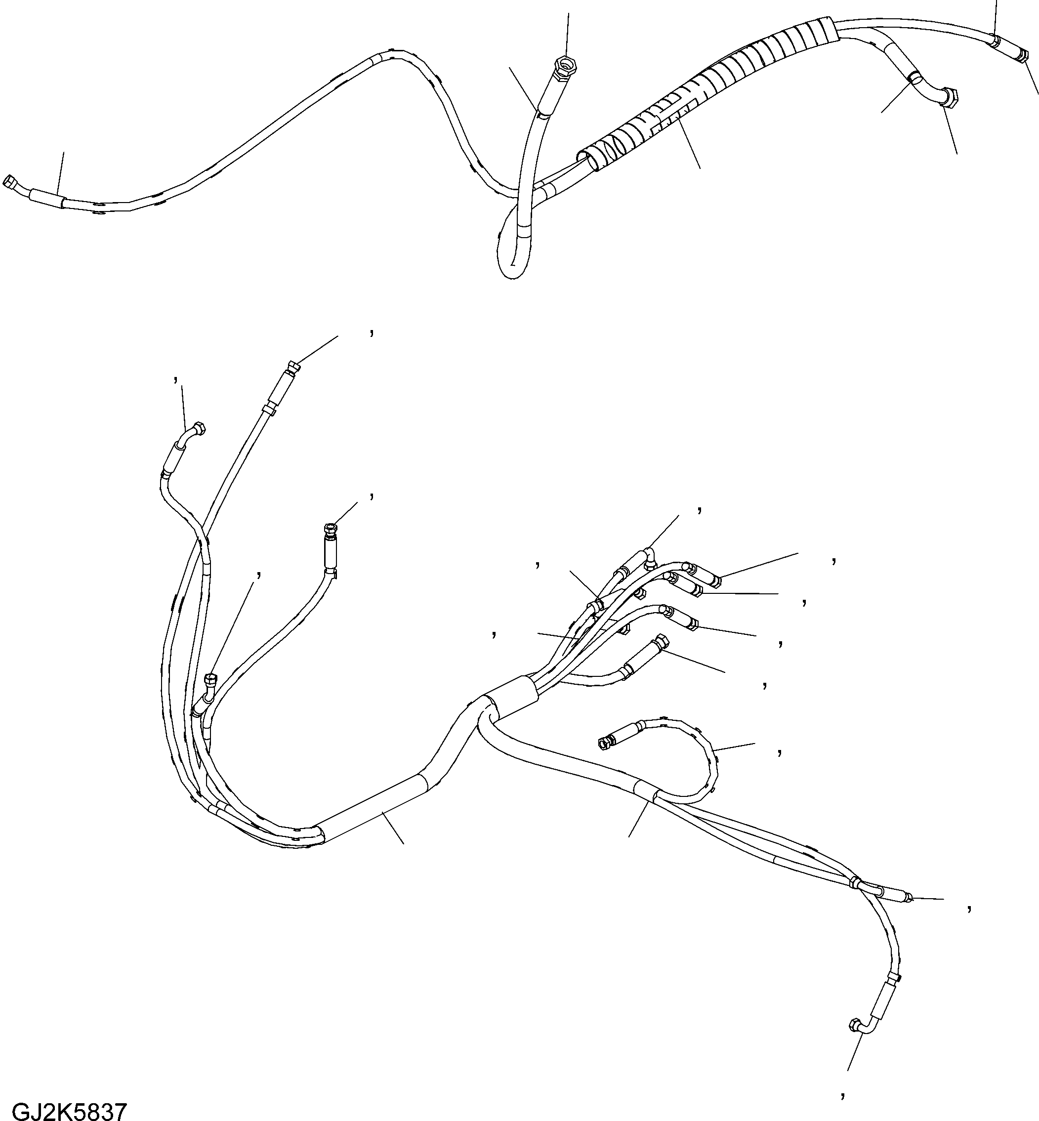 Komatsu parts book diagram for PW220-7E0 S/N H65051-UP: SOLENOID VALVE HOSES (INNER PARTS)