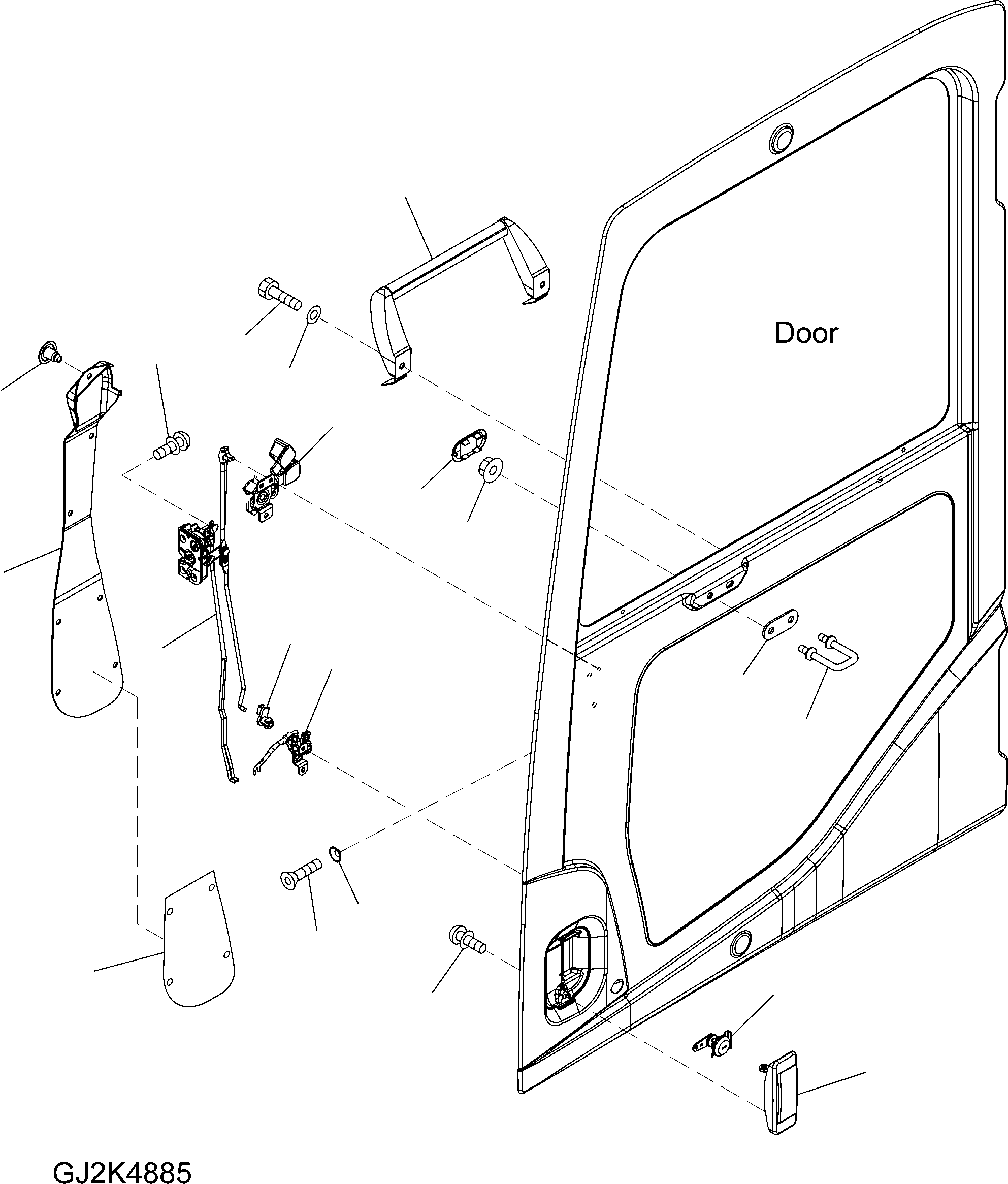 Komatsu parts book diagram for PW220-7E0 S/N H65051-UP: OPERATORґS CAB (DOOR LOCK)