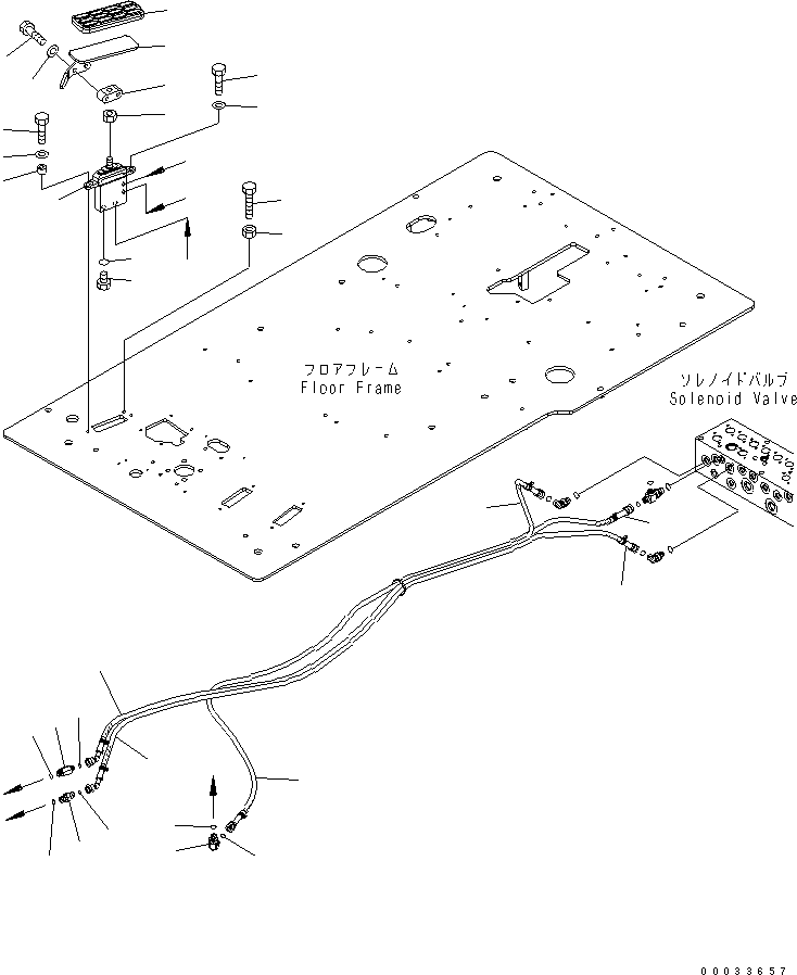 Komatsu parts book diagram for PW220-7E0 S/N H65051-UP: FLOOR (TRAVEL CONTROL PEDAL)