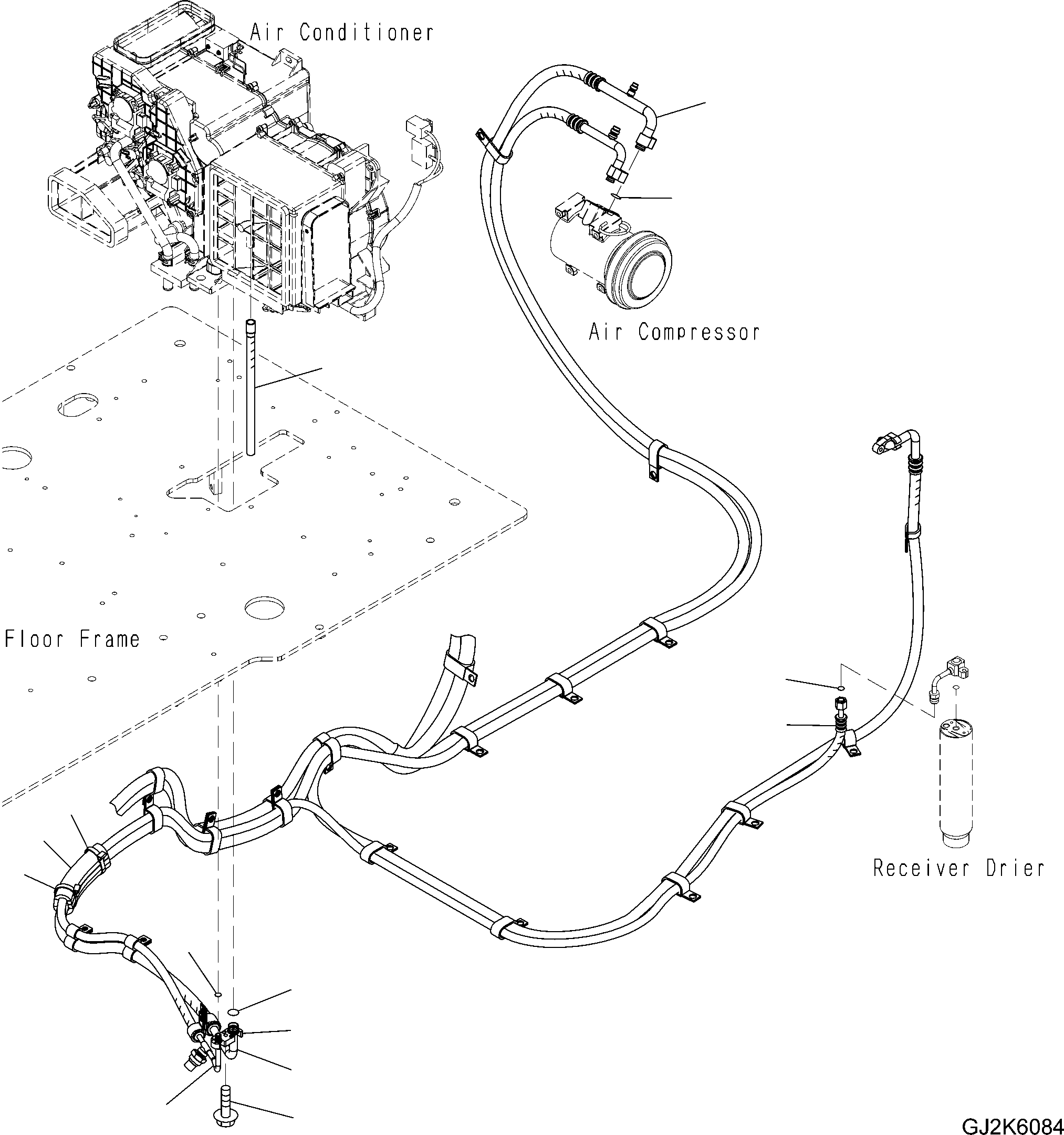 Komatsu parts book diagram for PW220-7E0 S/N H65051-UP: AIR CONDITIONER (HOSES)