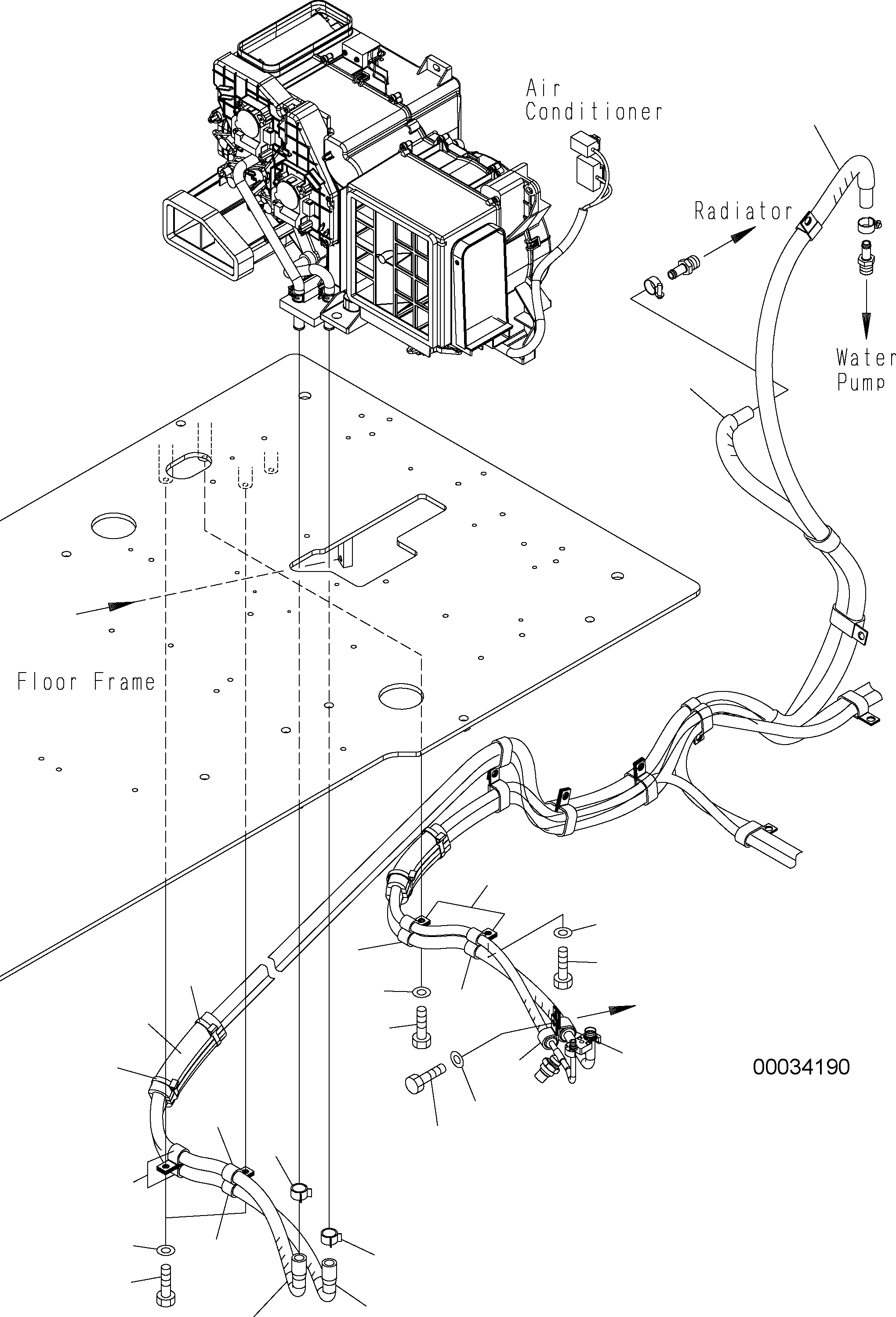 Komatsu parts book diagram for PW220-7E0 S/N H65051-UP: AIR CONDITIONER (HEATER HOSE)