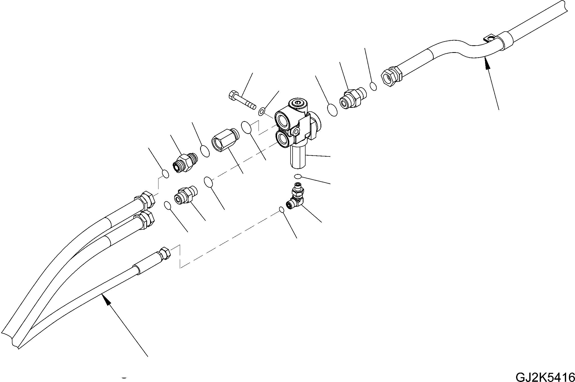 Komatsu parts book diagram for PW220-7E0 S/N H65051-UP: UPPER STEERING LINE (PRIORITY VALVE)