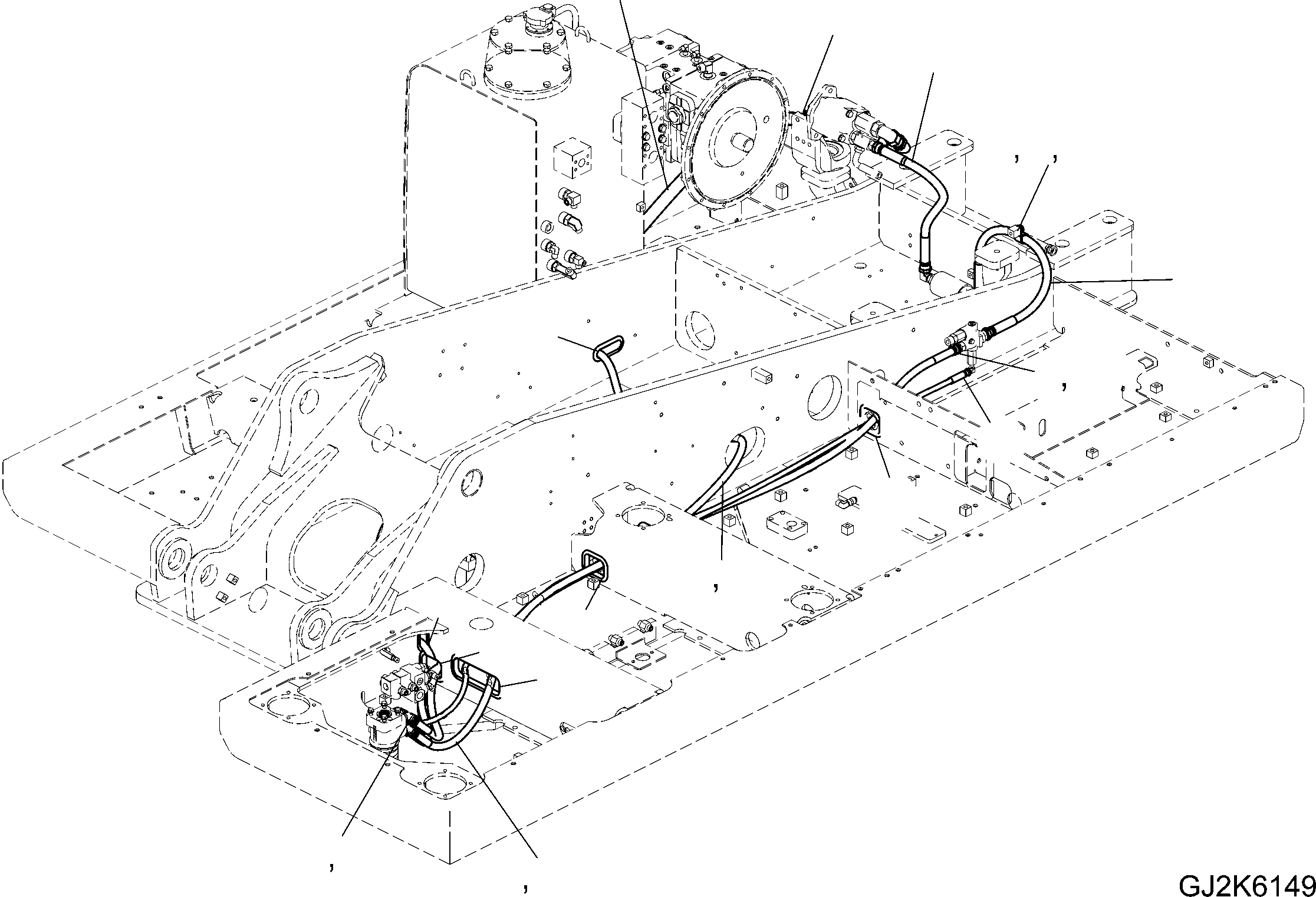Komatsu parts book diagram for PW220-7E0 S/N H65051-UP: UPPER STEERING LINE (HOSE)