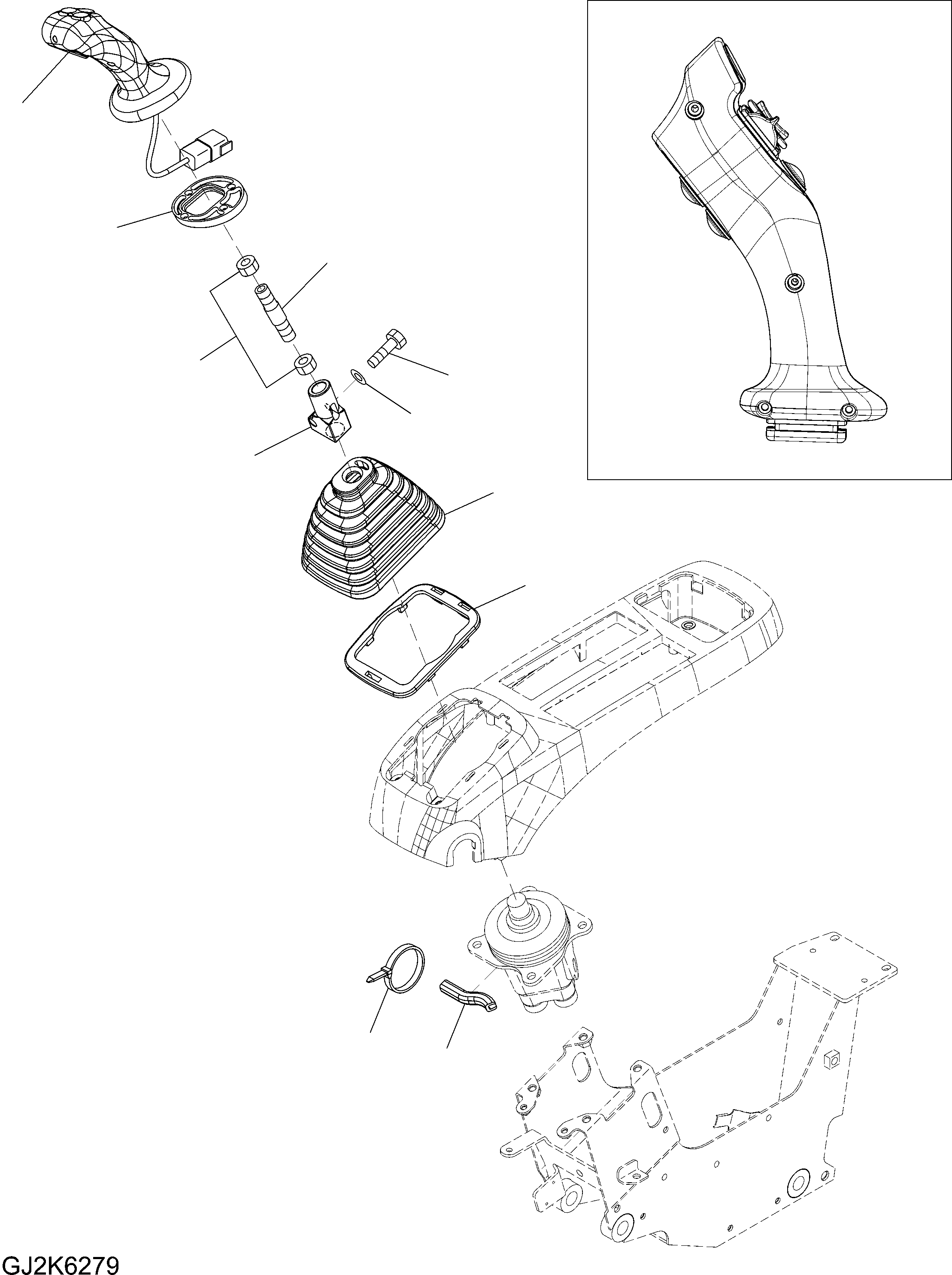 Komatsu parts book diagram for PW220-7E0 S/N H65051-UP: P.P.C. VALVE LEVER (LHS) (EXECUTION 1)