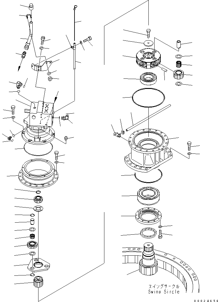 Komatsu parts book diagram for PW220-7E0 S/N H65051-UP: SWING MACHINERY
